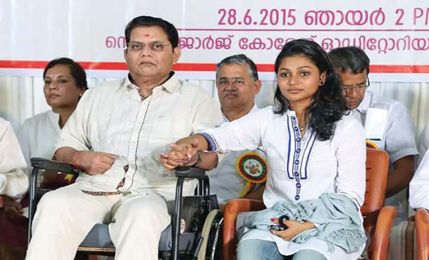 Sreelakshmi with her father Jagathy Sreekumar Sreelakshmi with her father Jagathy Sreekumar